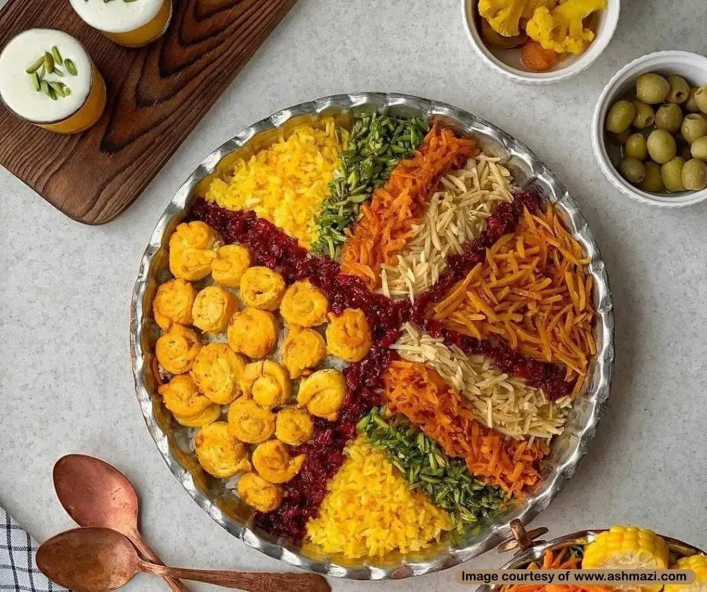 تزیین برنج مجلسی برای مهمان