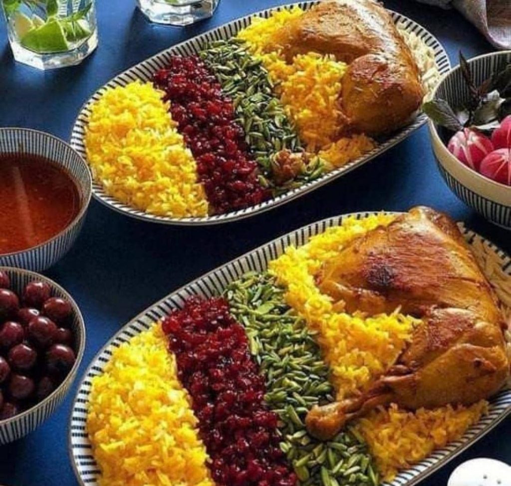 تزیین برنج مجلسی برای مهمان